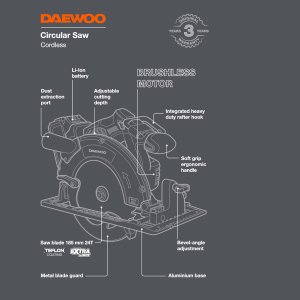 Пила циркулярная аккумуляторная DAEWOO DAS 1821Li SET с АКБ 5 Ач и ЗУ